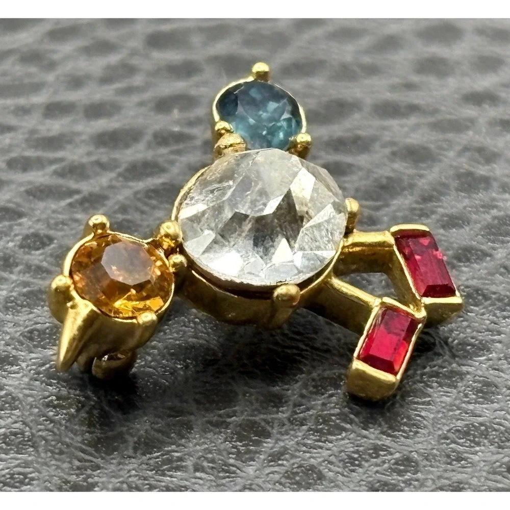 Vintage Joan Rivers Gold Tone Rhinestone Tiny Chick Bird Brooch Pin Crystal